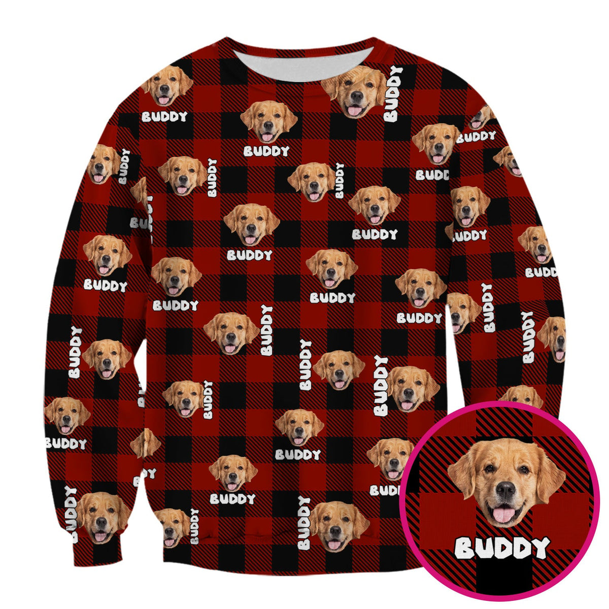 Custom Dog Face Scrub Top, Personalized Pet Photo Checkered Pattern Shirt, Custom Name Vet Tech Gift For Nursing
