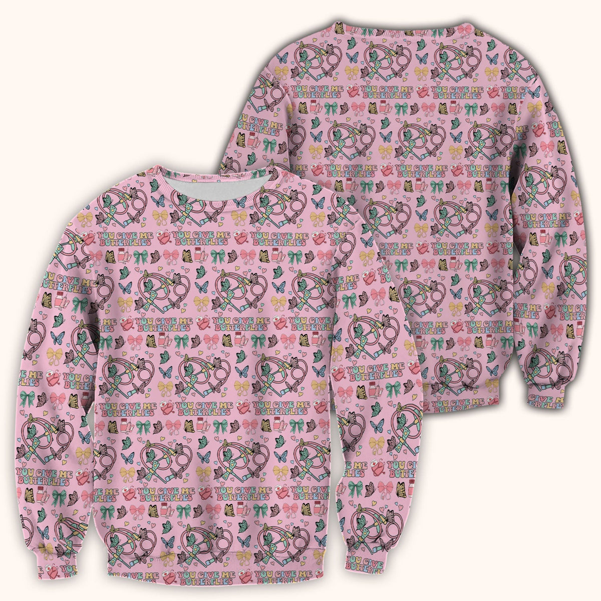 Butterfly Heart Nurse Scrub Top - Valentines Day Gift