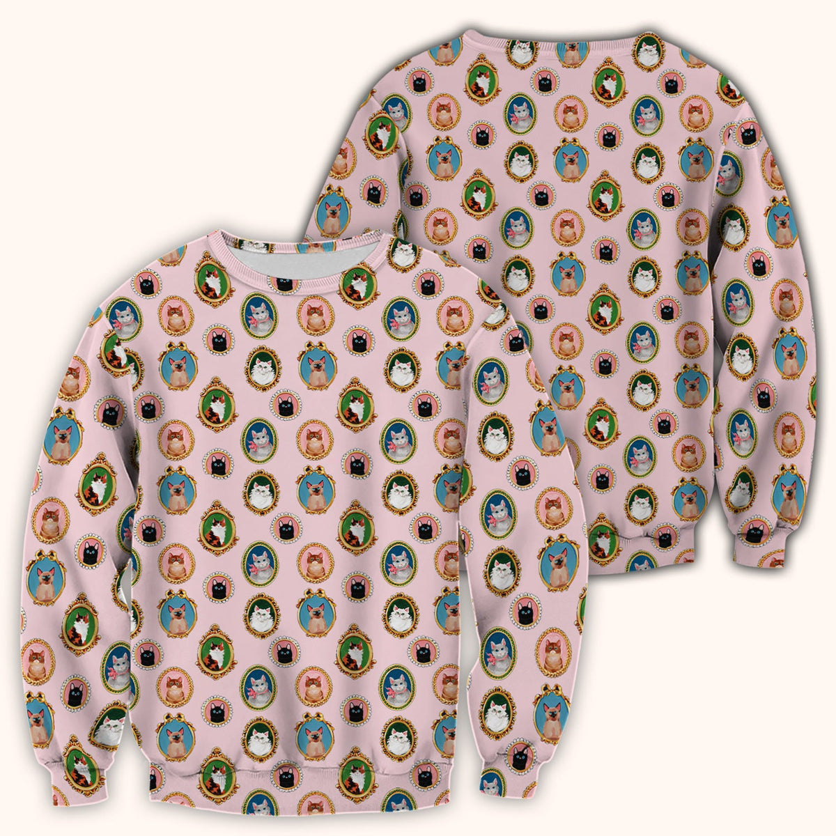 Vintage Cat Portrait Nurse Scrub Top