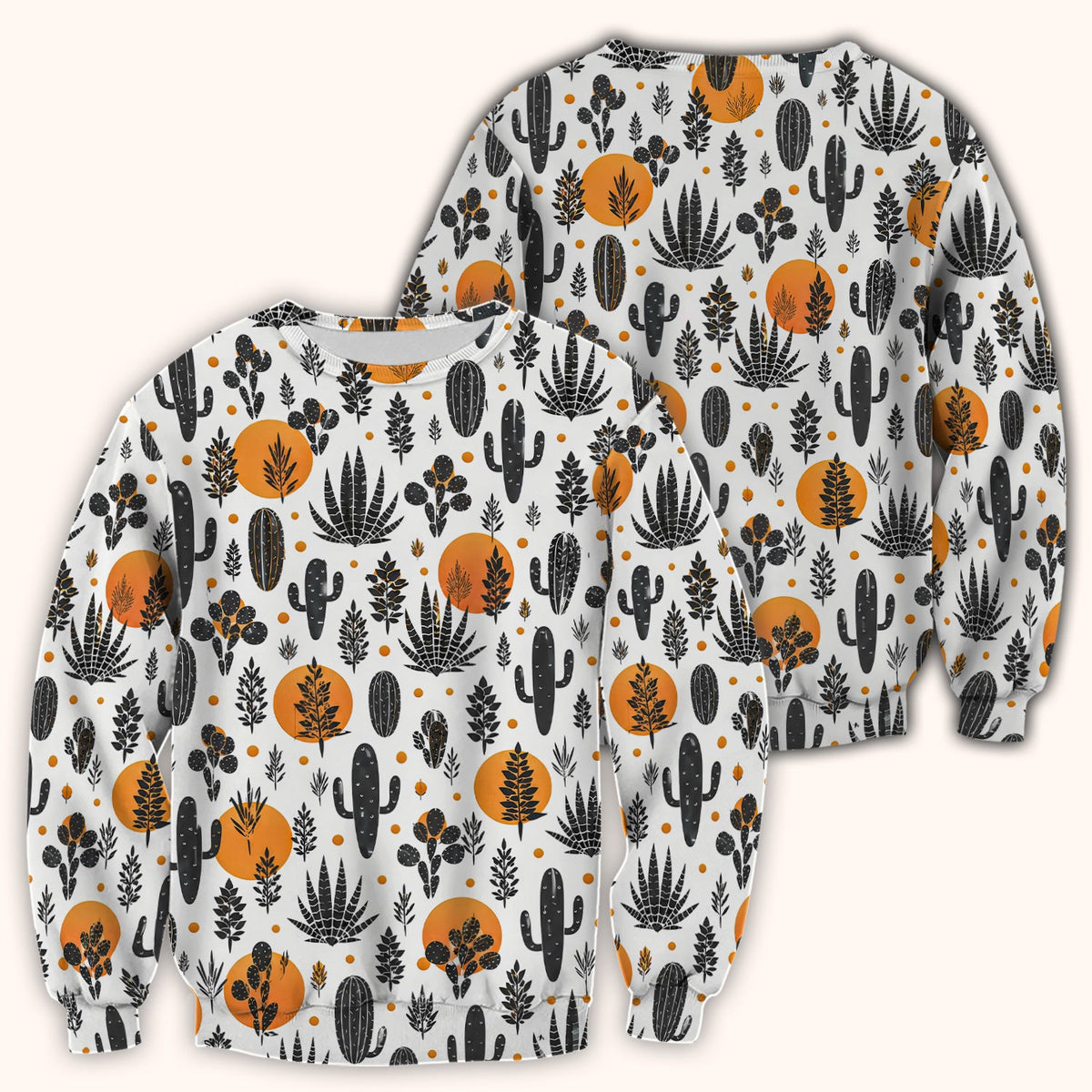 Desert Cactus Orange Sun Nurse Scrub Top