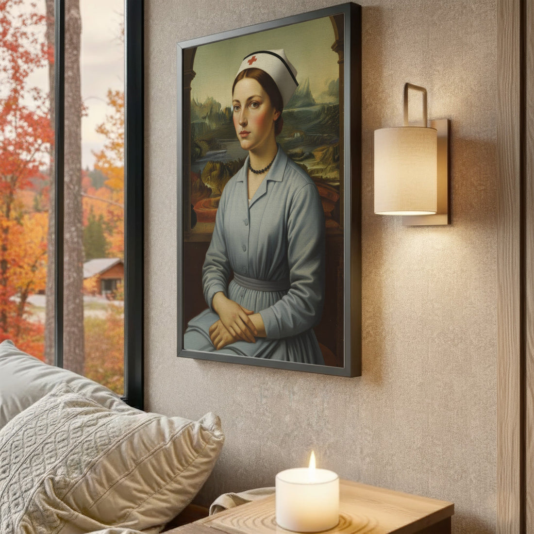 Vintage Nurse Mona Lisa Parody Canvas