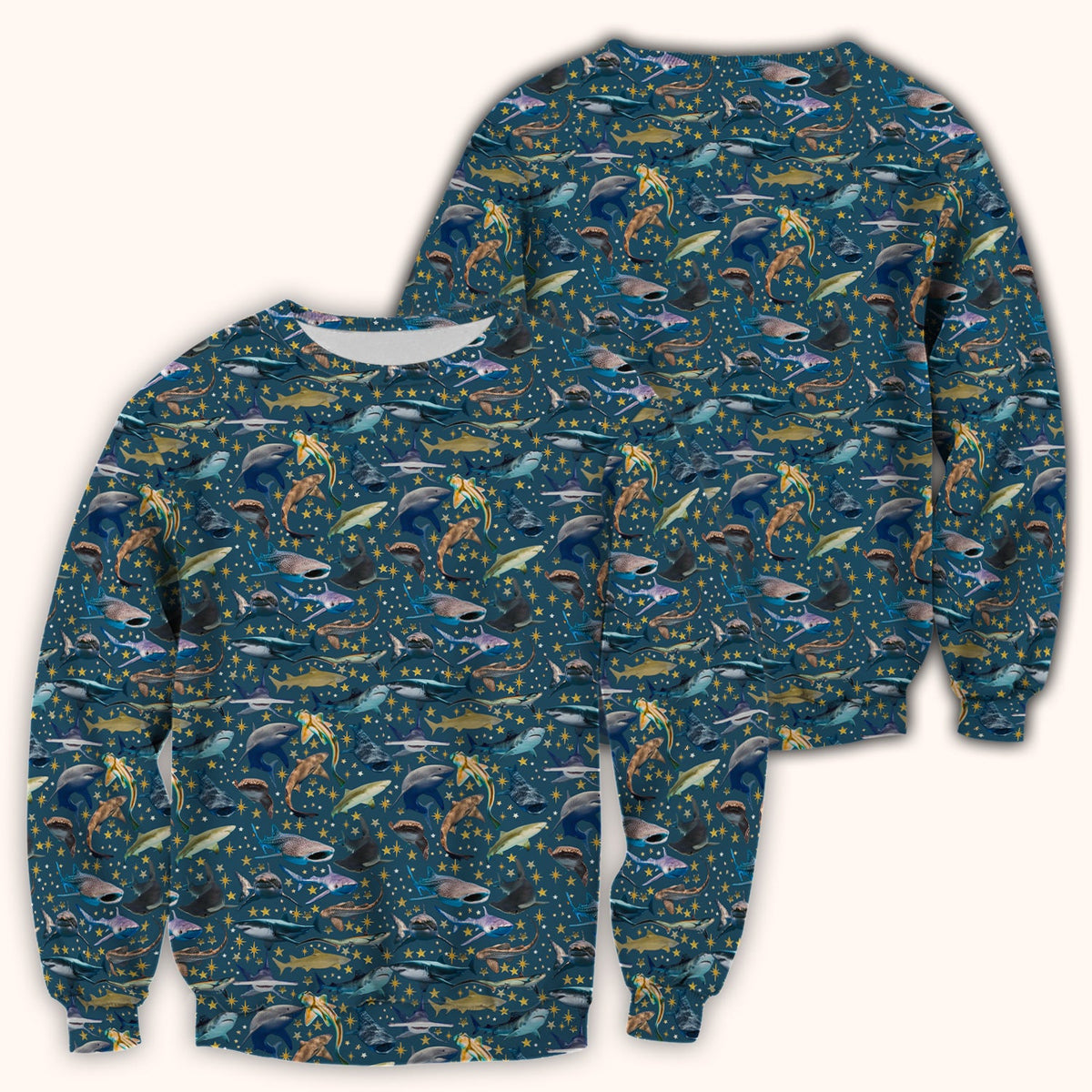 Colorful Shark Ocean Nurse Scrub Top
