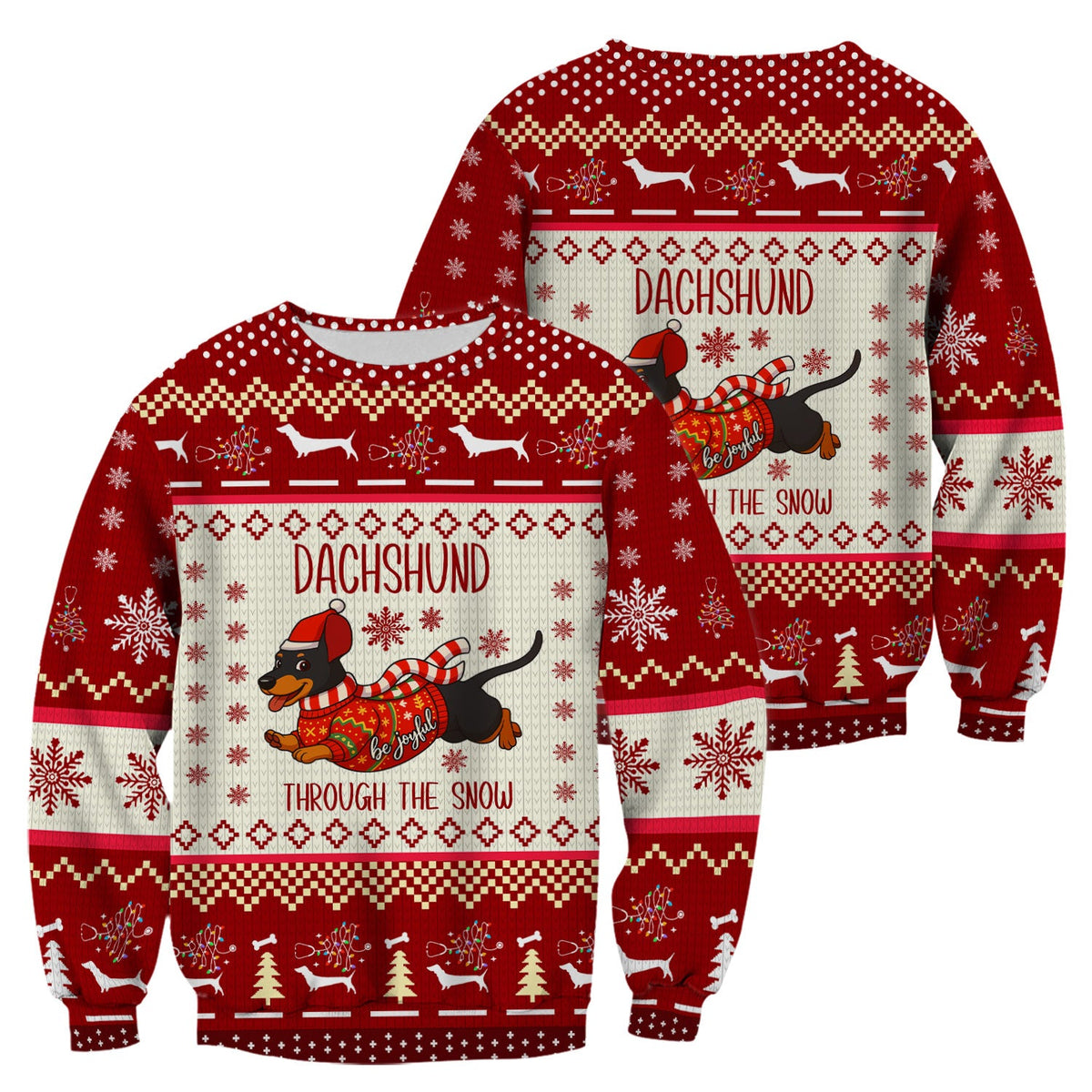 Wiener Dog Through The Snow Christmas Nurse Scrub Top