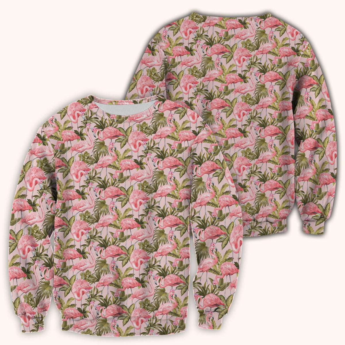 Pink Flamingo Jungle Leaves Nurse Scrub Top