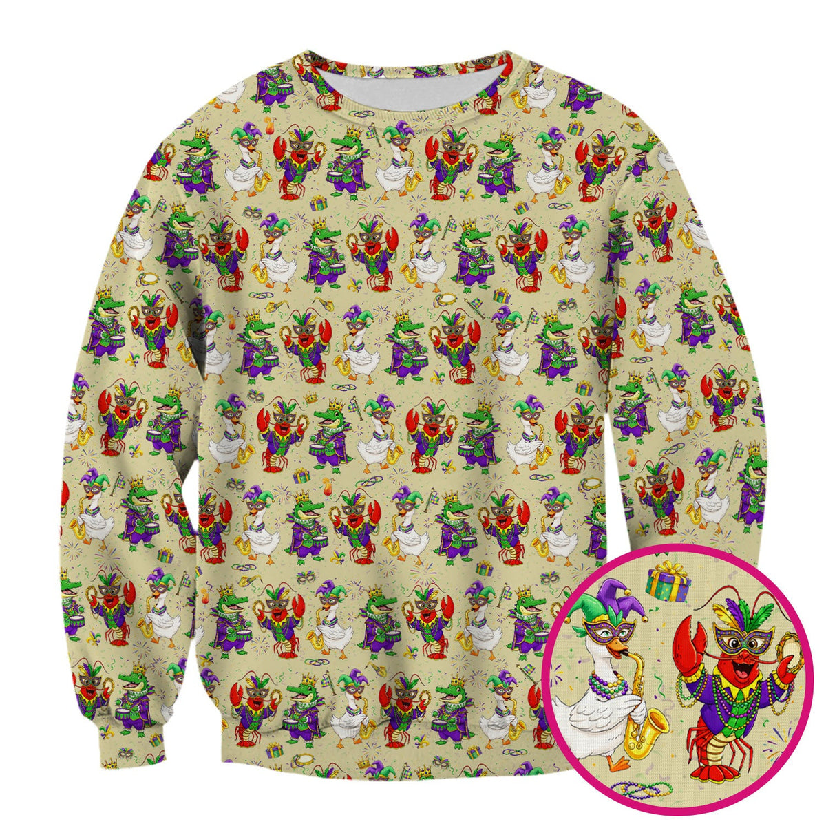 Crawfish Duck Mardi Gras Nurse Scrub Top