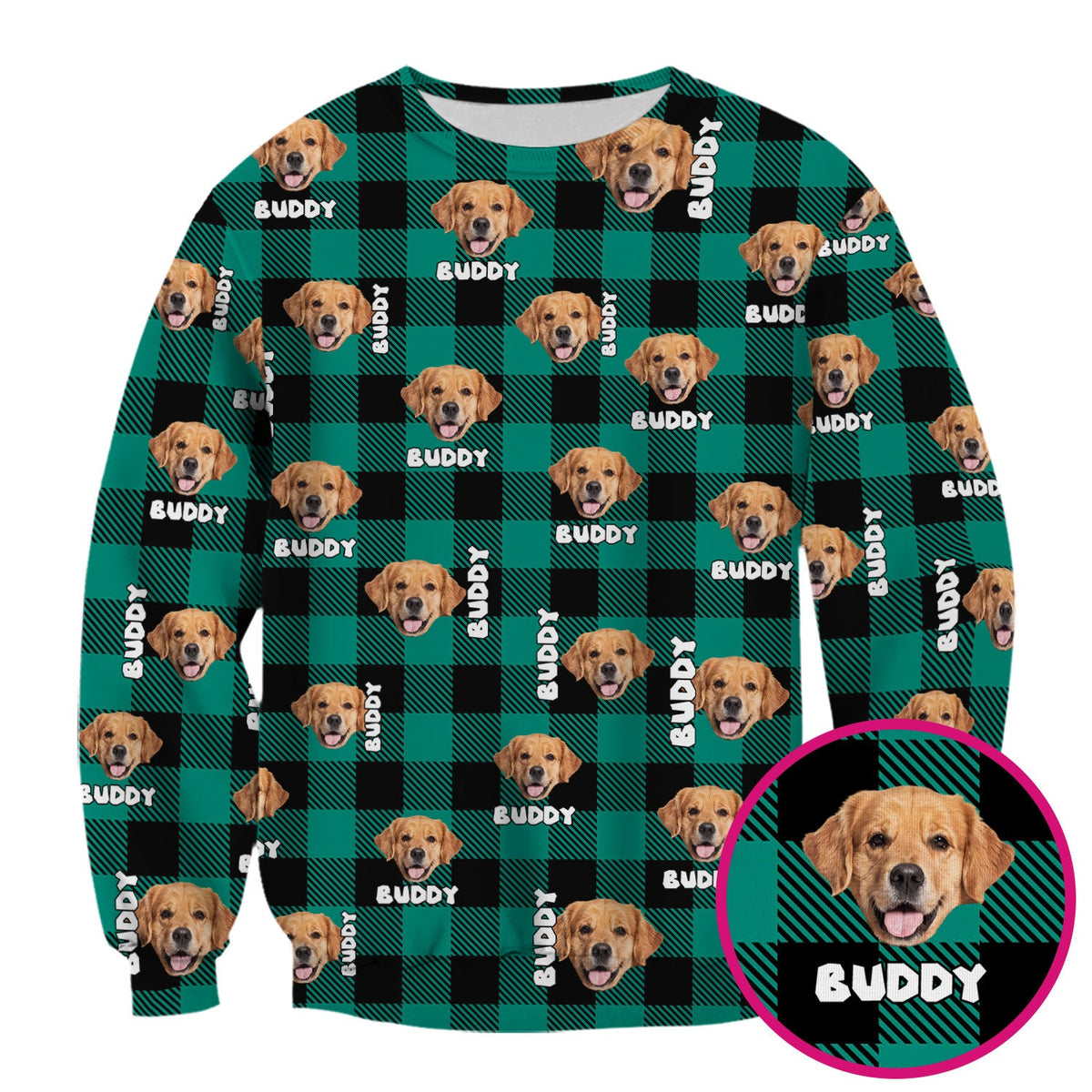 Custom Dog Face Scrub Top, Personalized Pet Photo Checkered Pattern Shirt, Custom Name Vet Tech Gift For Nursing