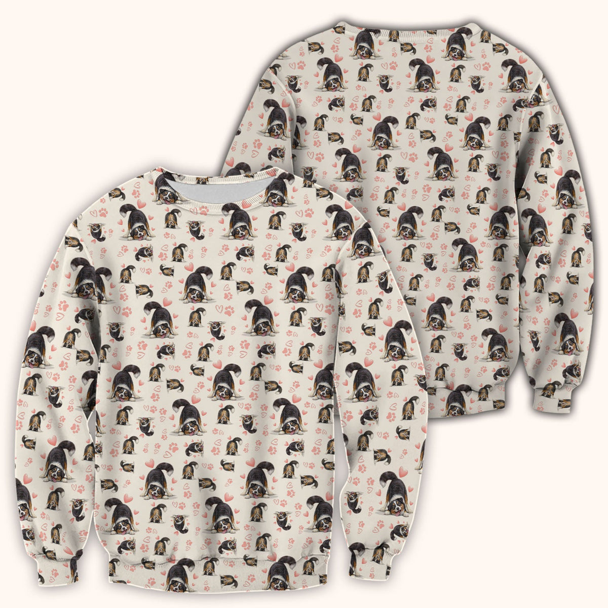 Playful Dog Heart Medical Print Scrub Top, Breathable Fabrics Nursing Uniform