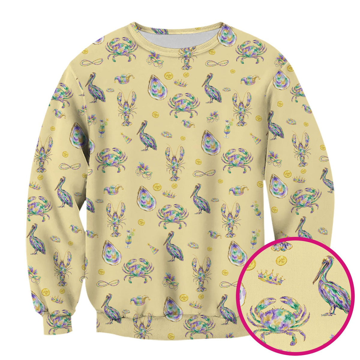 Mardi Gras Seafood Nurse Scrub Top