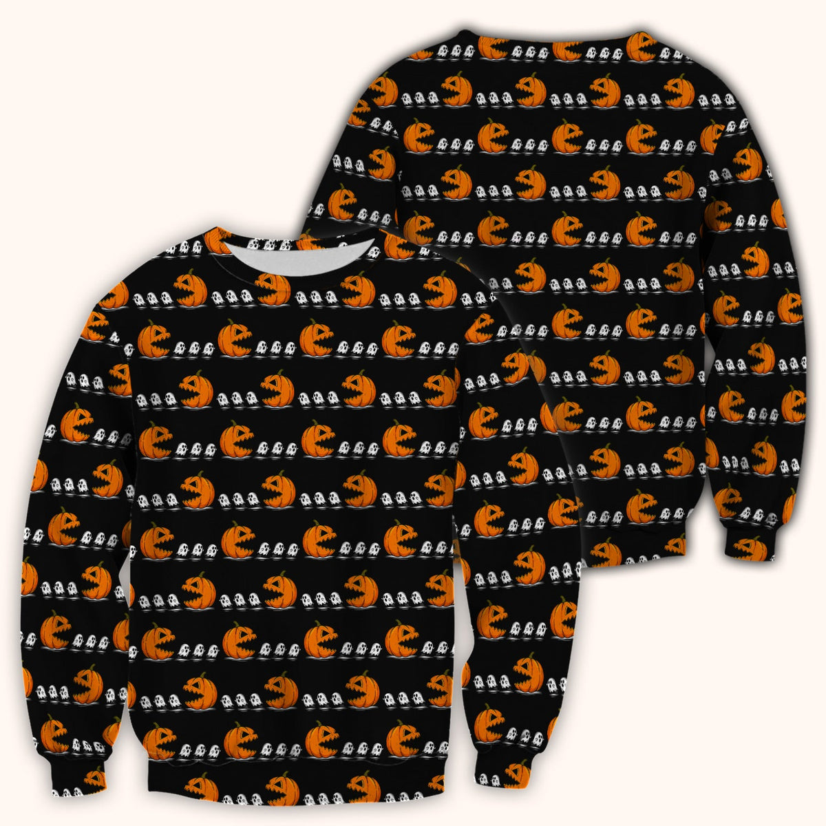 Spooky Pumpkin Ghost Nurse Scrub Top