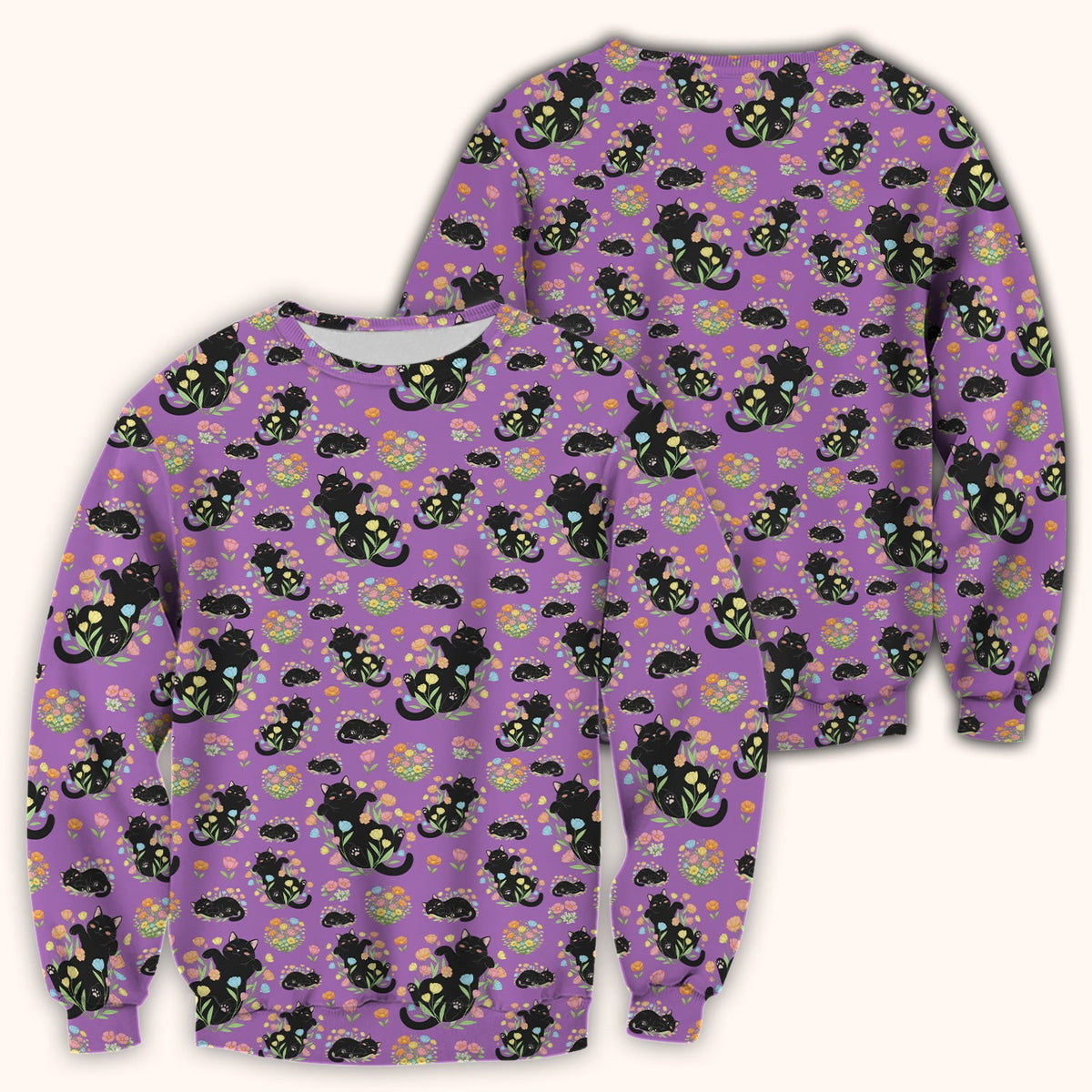 Cats Cute Poses Floral Nurse Scrub Top