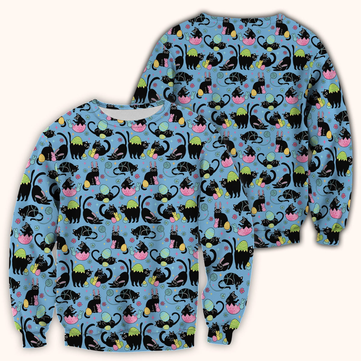 Black Cat Egg Nurse Scrub Top - Easter Gift