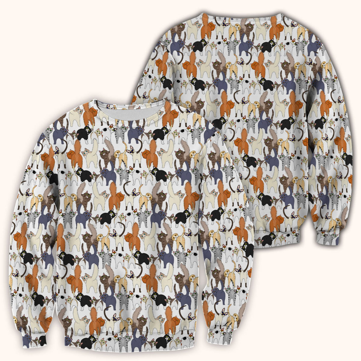 Whimsical Multicolor Cat Cartoon Nurse Scrub Top