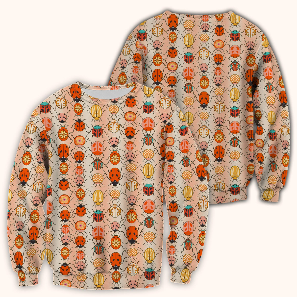 Ladybug Beetle Floral Nurse Scrub Top