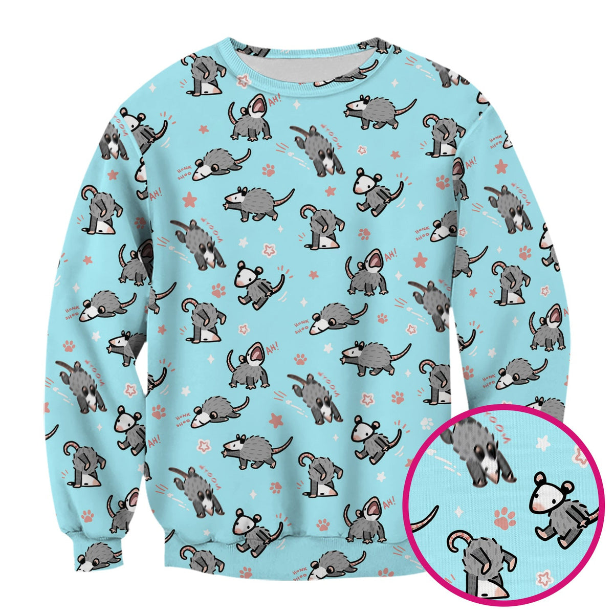 Cartoon Opossum Nurse Scrub Top