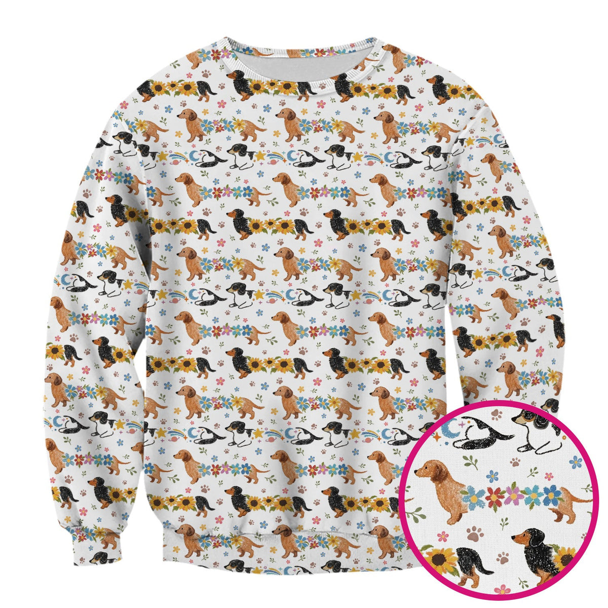 Floral Wiener Dog Nurse Scrub Top