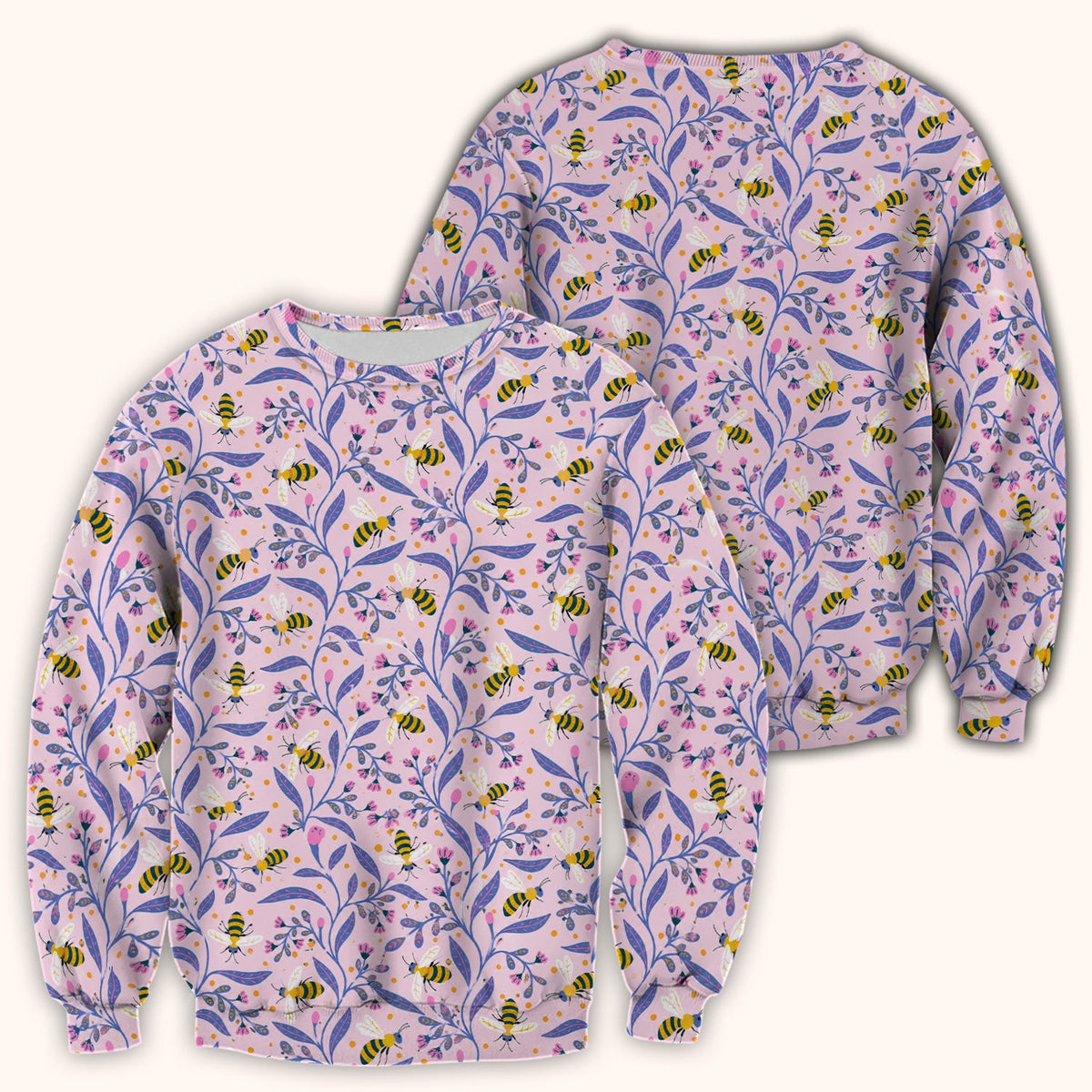 Cute Bumble Bee Floral Nurse Scrub Top