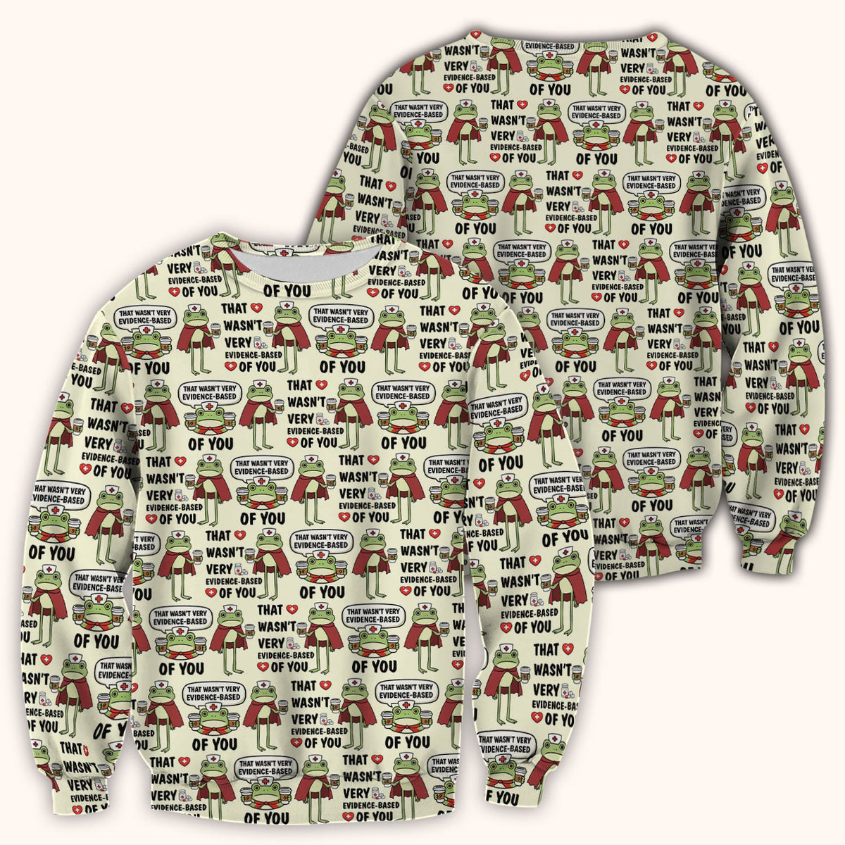 Funny Frog Nurse Quote Medical Pattern Scrub Top, Breathable Fabrics Nursing Uniform