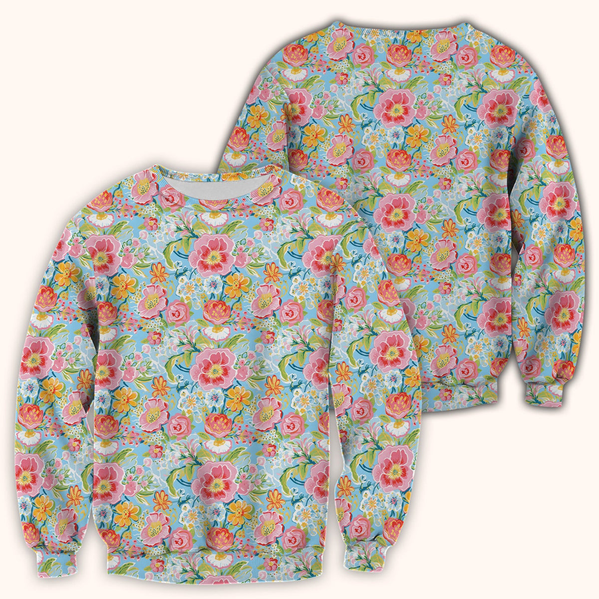 Pastel Tropical Floral Garden Nurse Scrub Top