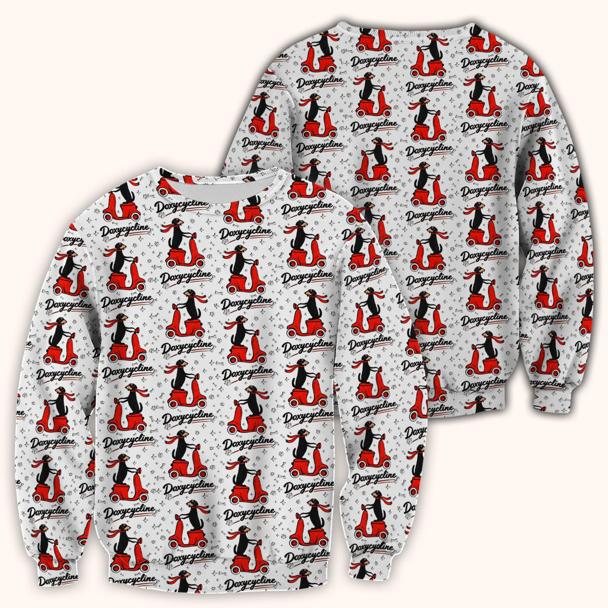 Funny Dachshund Riding Scooter Doxycycline Print Scrub Top ,Comfortable Scrubs for Nurses