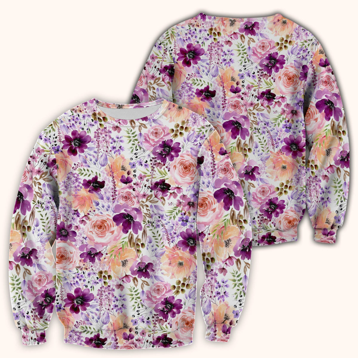 Elegant Watercolor Floral Bloom Nurse Scrub Top