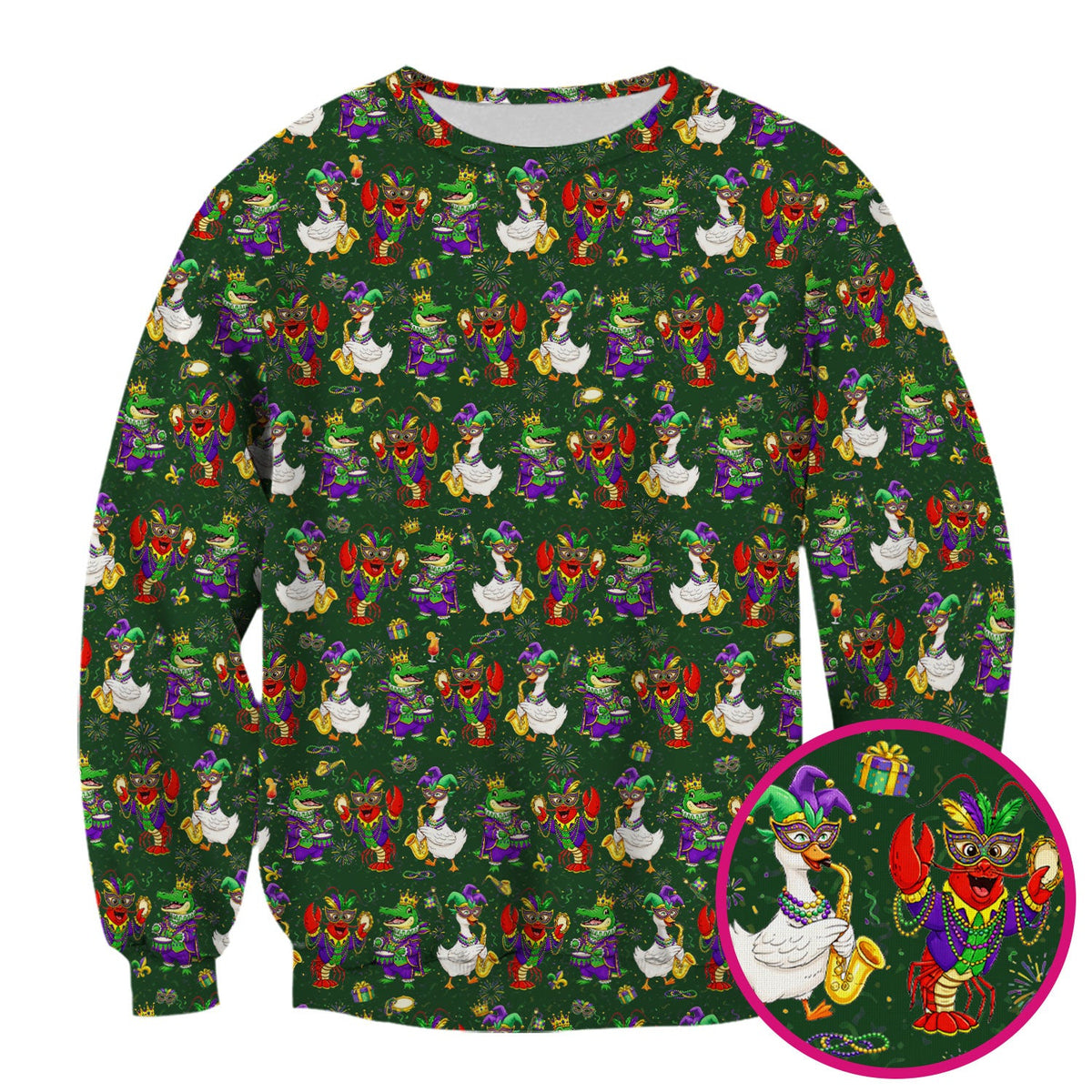 Crawfish Duck Mardi Gras Nurse Scrub Top