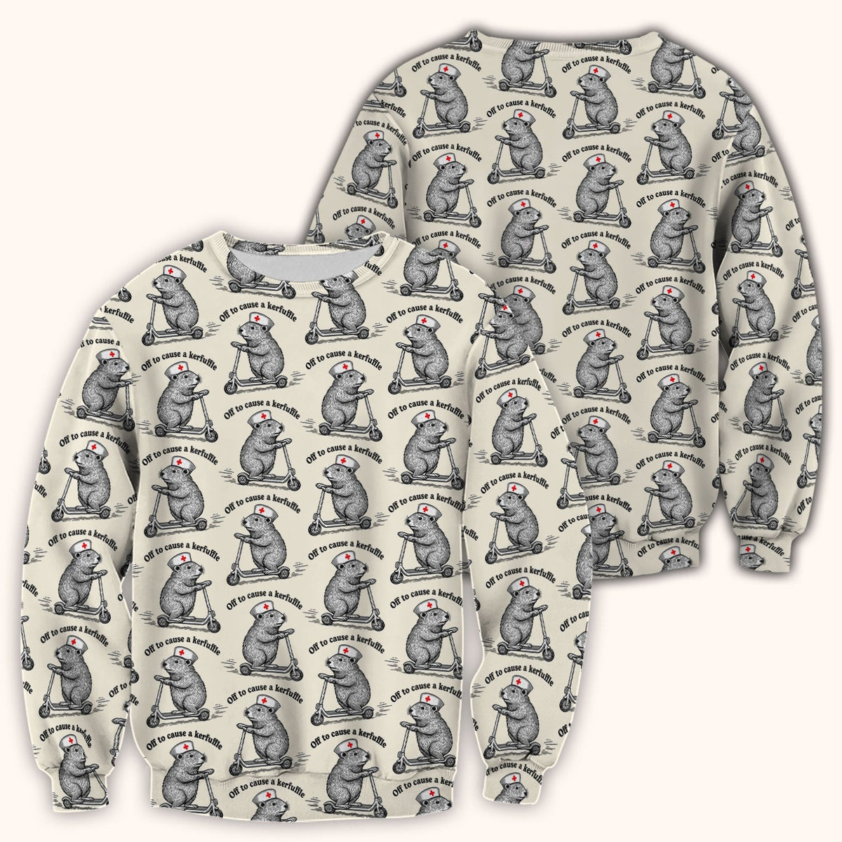 Funny Nurse Mouse Scooter Print Scrub Top, Comfortable Scrubs for Nurses