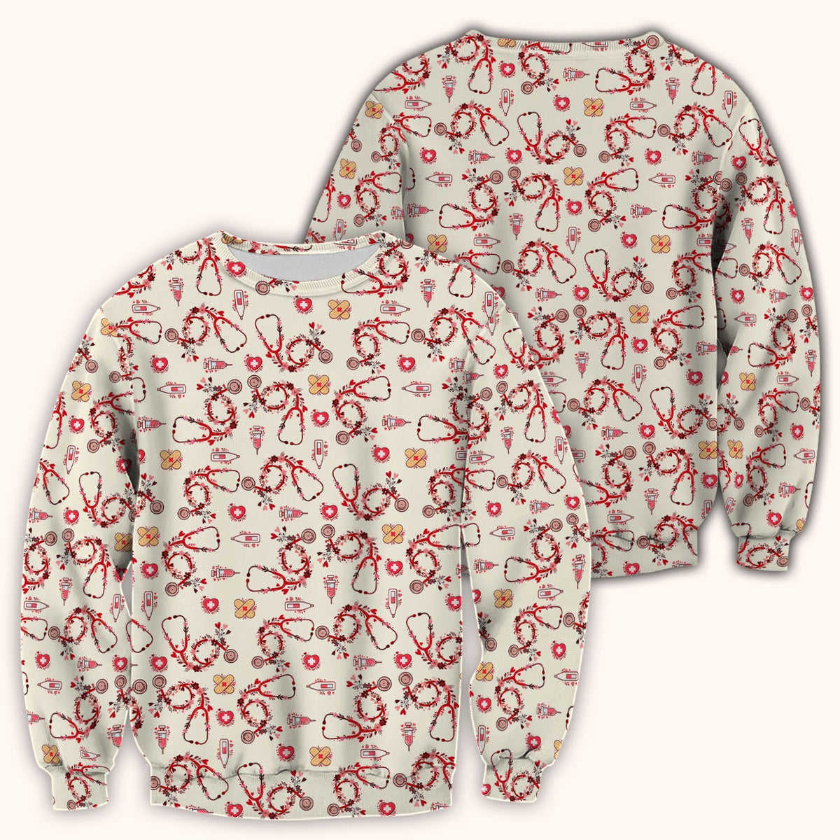 Heart Stethoscope Nurse Scrub Top