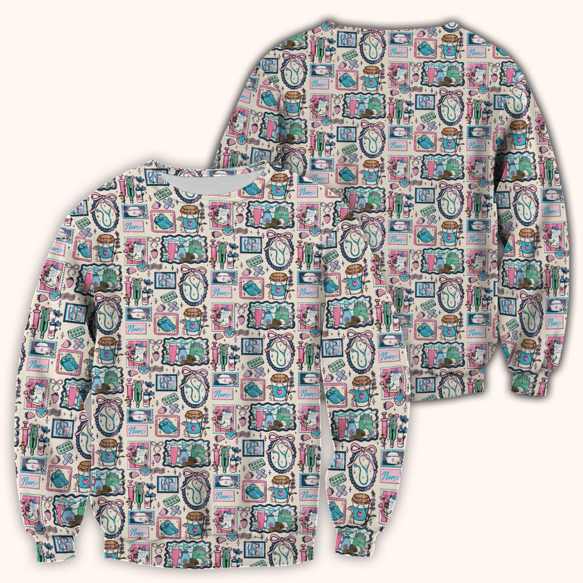 Stethoscope Syringe Frame Nurse Scrub Top