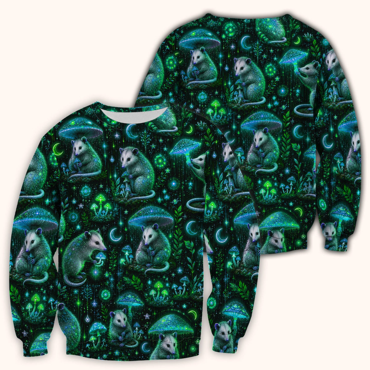 Moonlit Opossum Mushroom Nurse Scrub Top