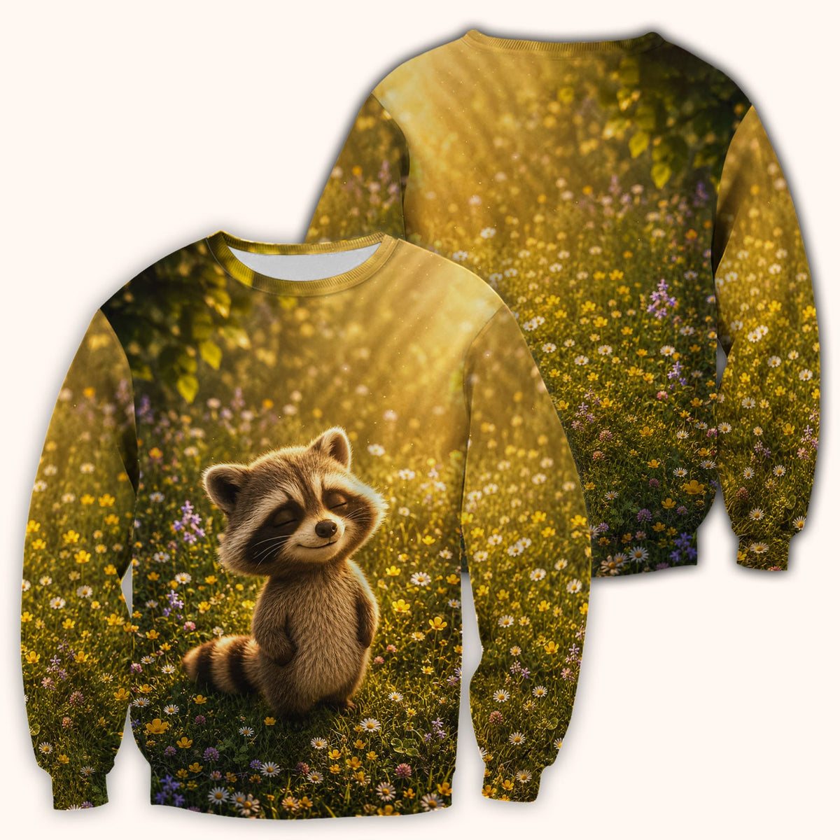 Smiling Raccoon Meadow Flower Nurse Scrub Top