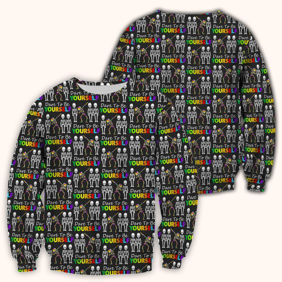 Rainbow Skeleton Dare To Be Yourself Nurse Scrub Top
