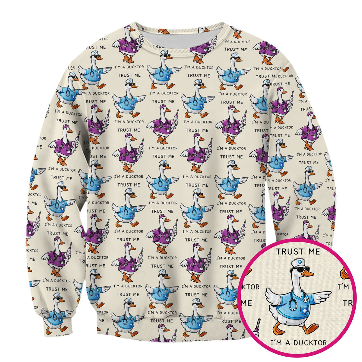 Duck Cartoon Nurse Scrub Top