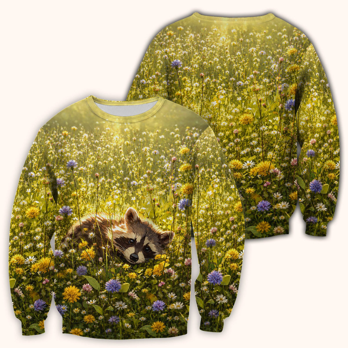 Meadow Raccoon Wildflower Garden Nurse Scrub Top