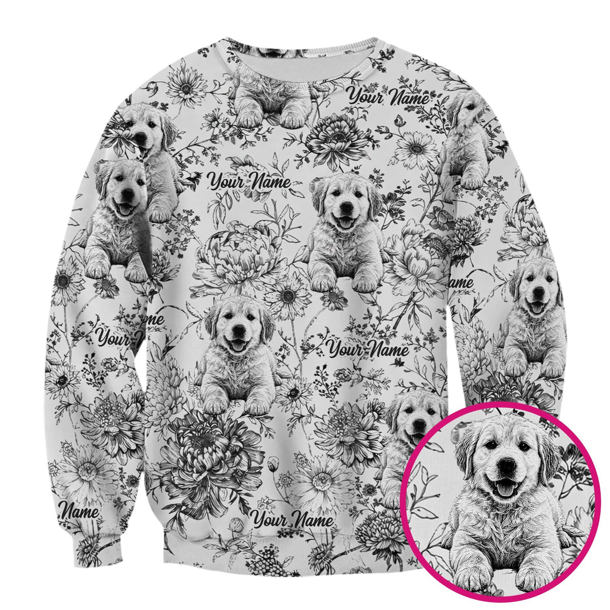 Personalized Pet Photo Floral Nurse Scrub Top