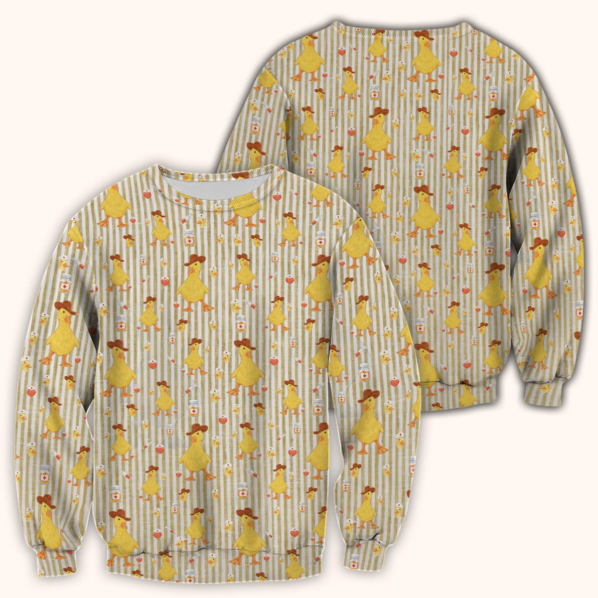 Cowboy Ducktor Vertical Stripe Nurse Scrub Top