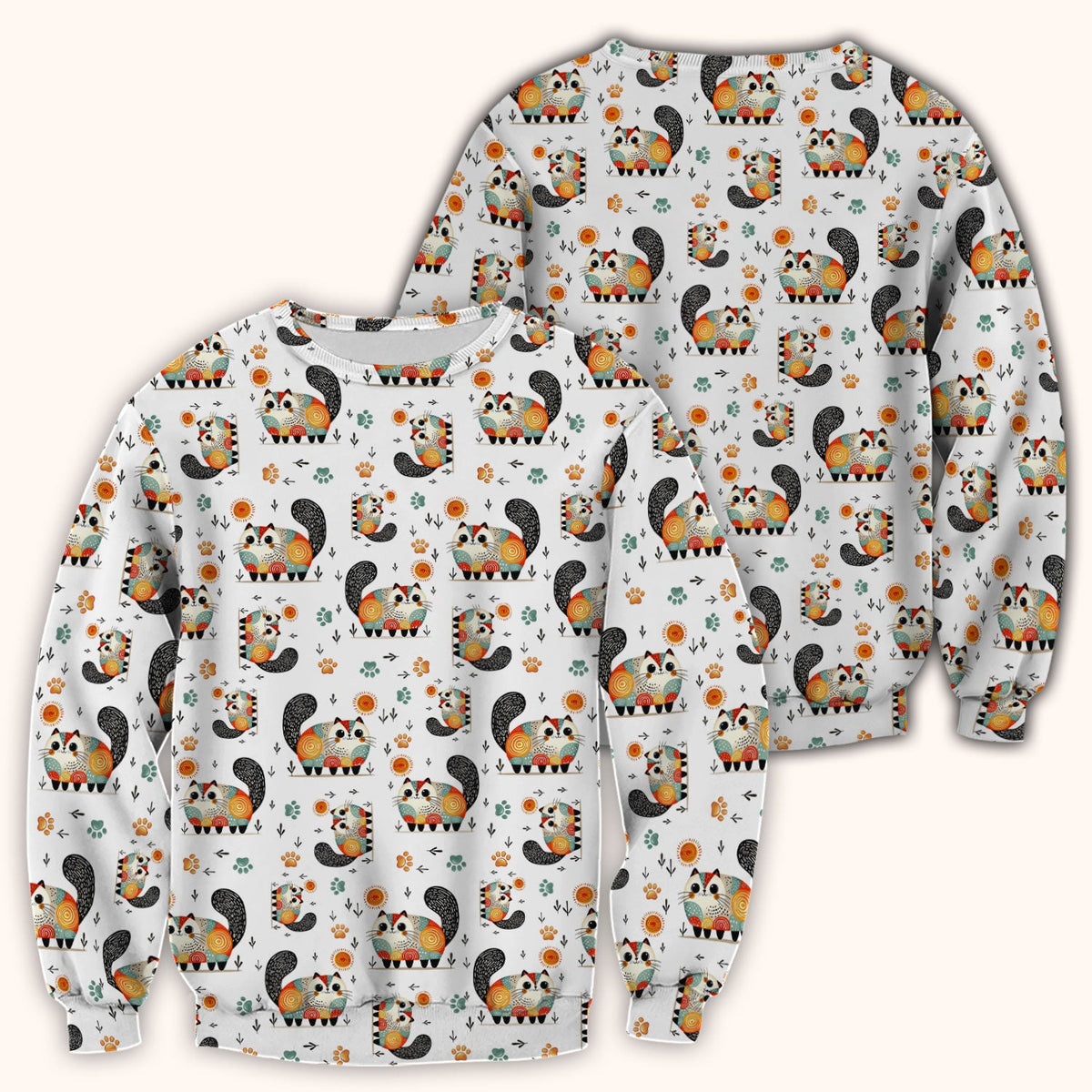 Cat Illustration Nurse Scrub Top
