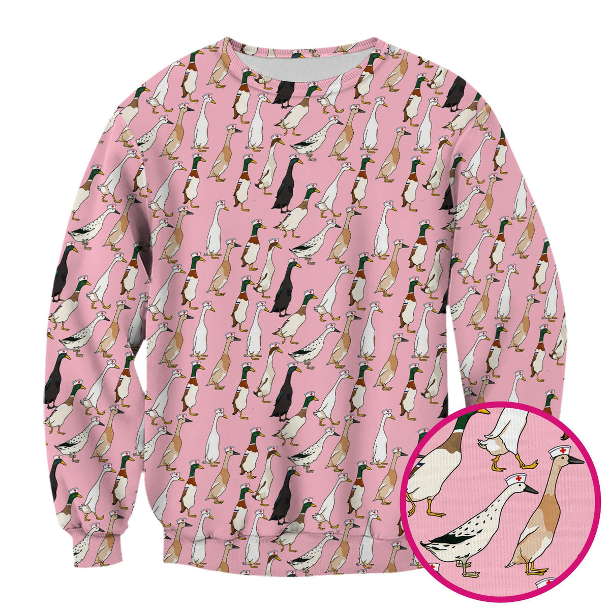 Duck Pattern Nurse Scrub Top