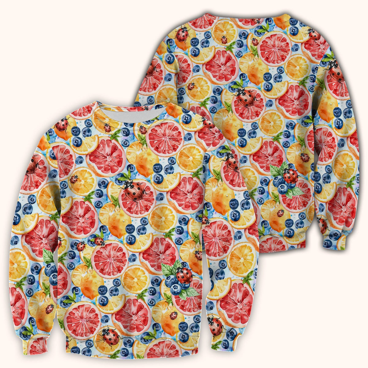 Citrus Berry Ladybug Nurse Scrub Top