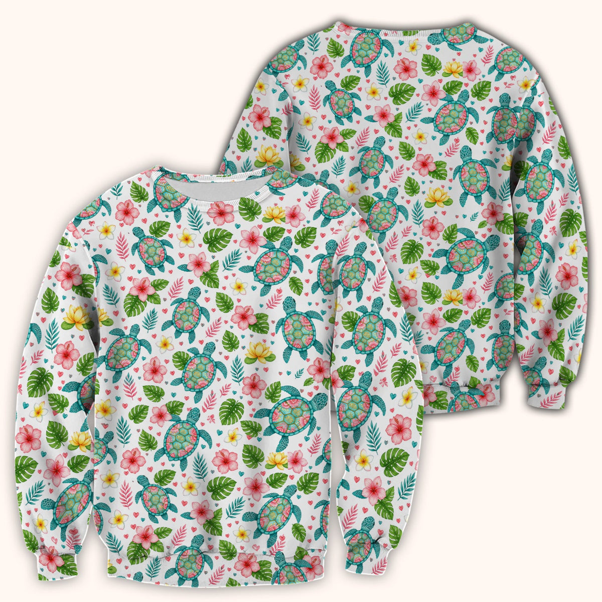 Tropical Sea Turtle Floral Nurse Scrub Top