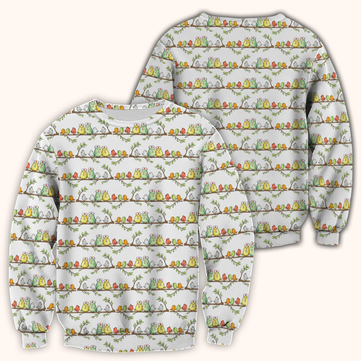 Birds On Branches Nurse Scrub Top