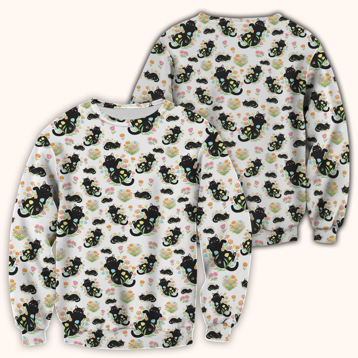 Cats Cute Poses Floral Nurse Scrub Top