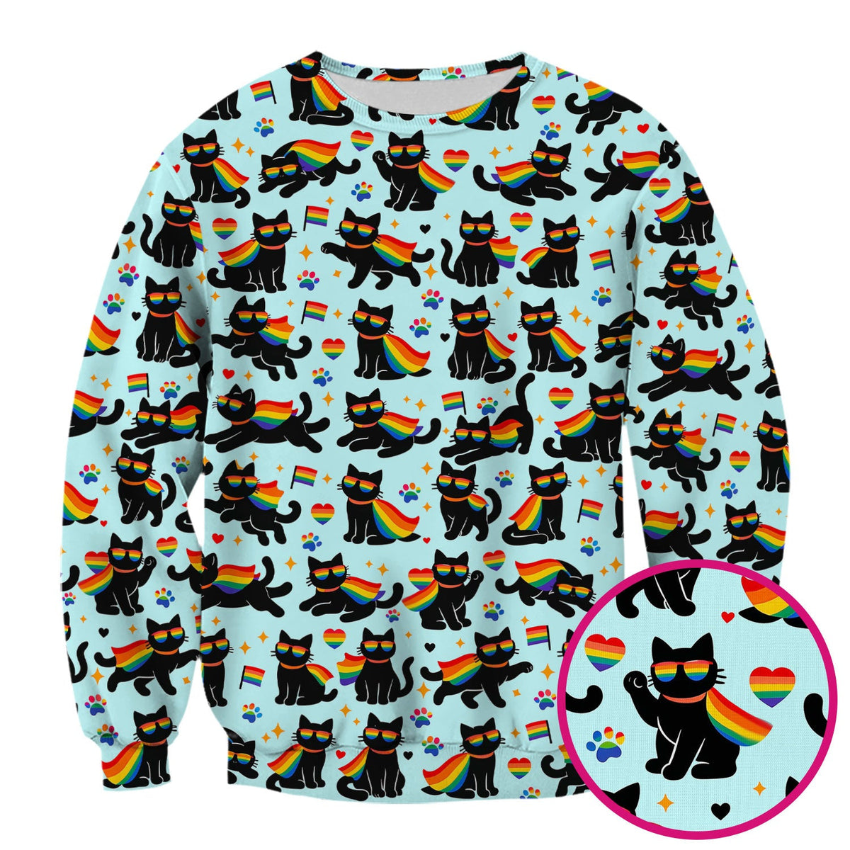 Rainbow Black Cat Pride Nurse Scrub Top