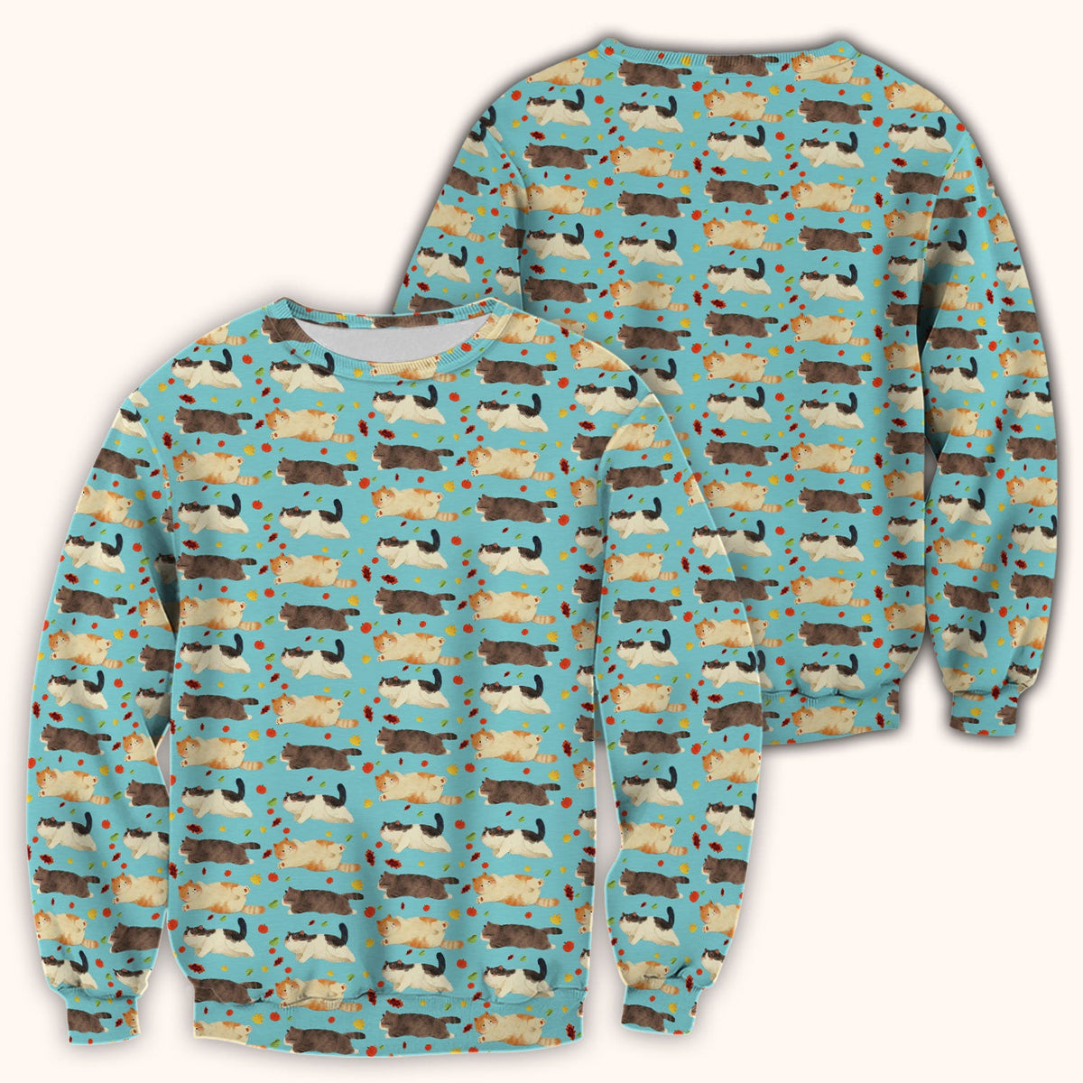 Chubby Cat Autumn Leaves Nurse Scrub Top
