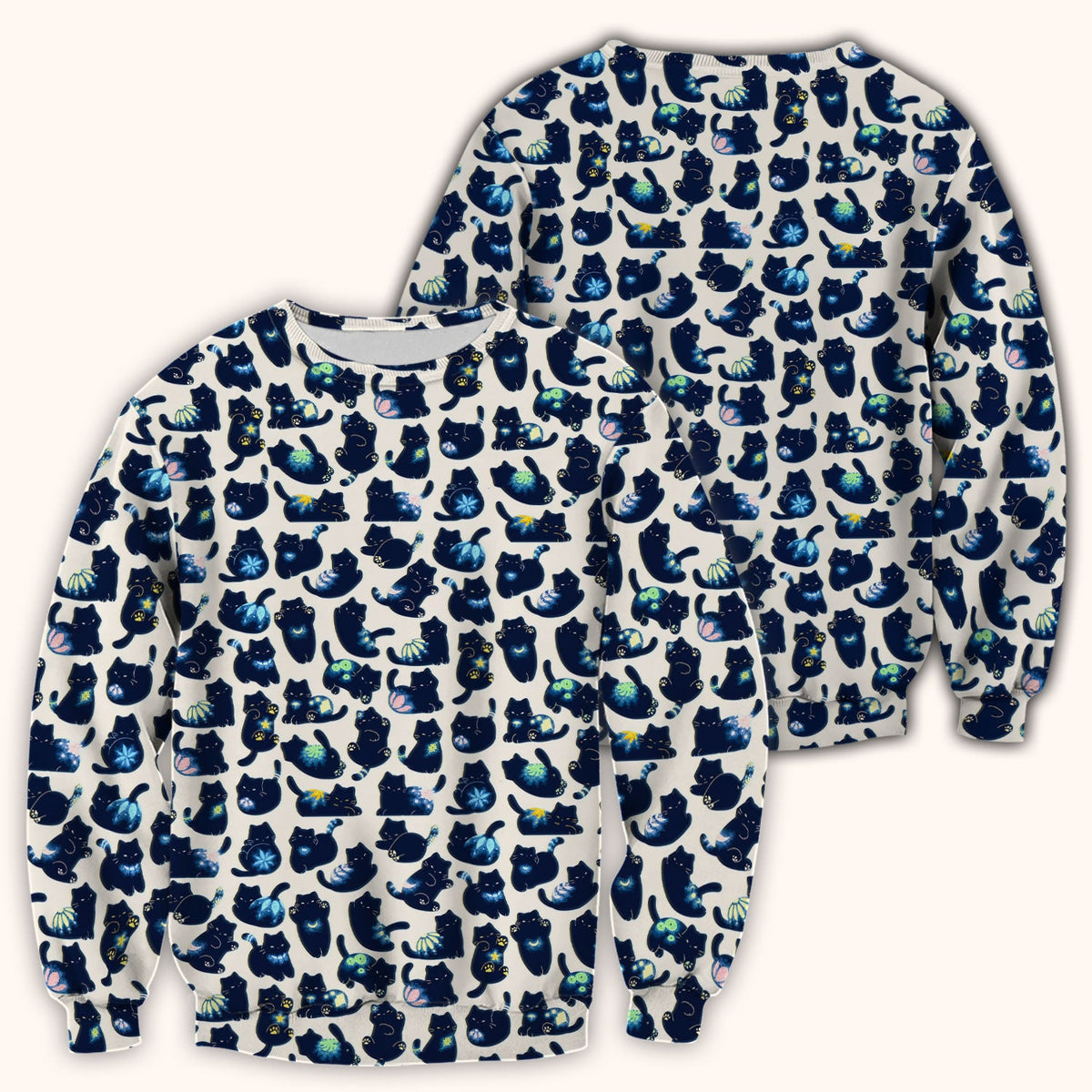 Midnight Black Cat Nurse Scrub Top