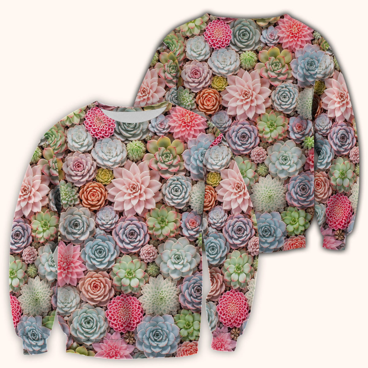 Pastel Succulent Blossom Nurse Scrub Top
