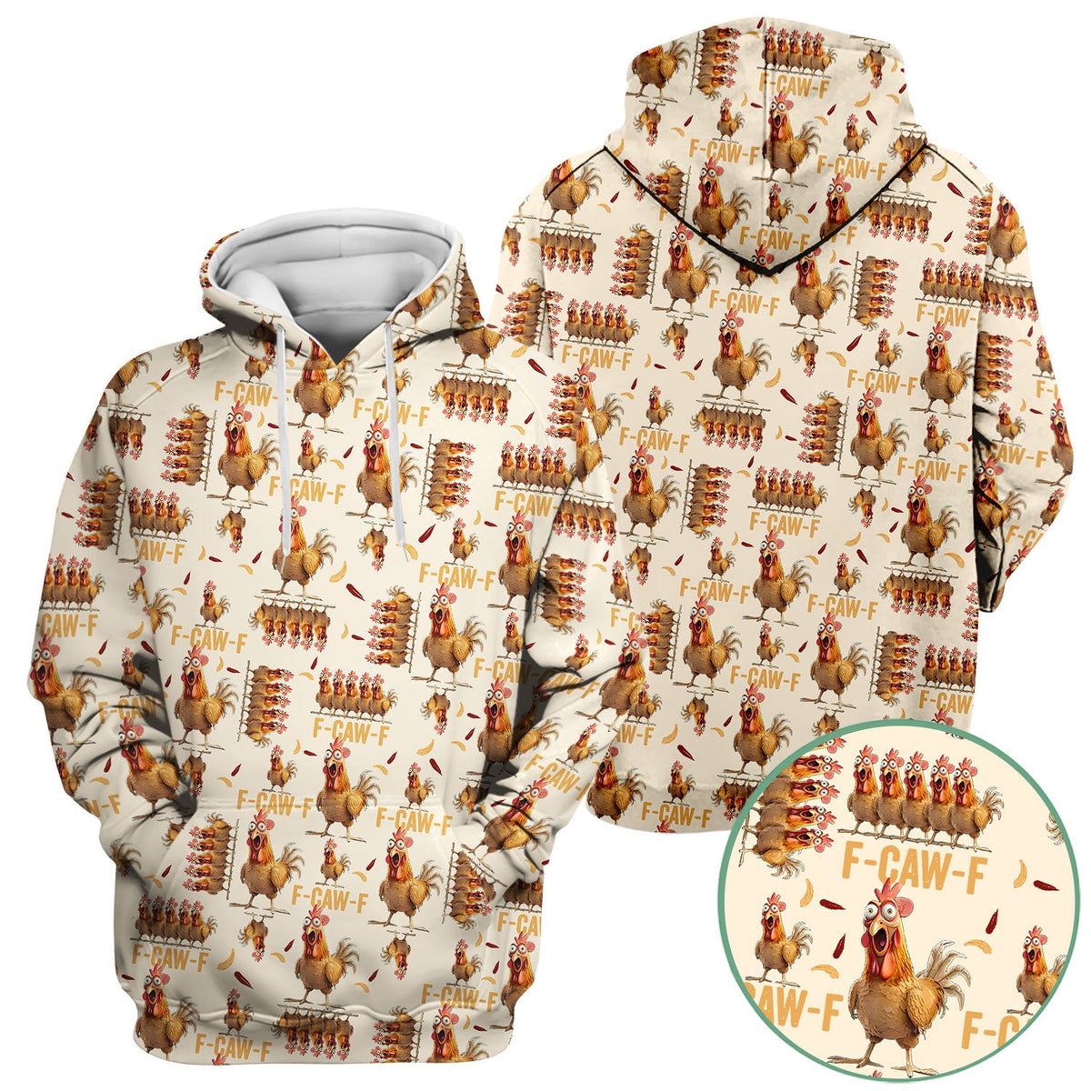 Funny Chicken Nurse Scrub Top for Women - Crazy Rooster F-CAW-F Medical Shirt - Quirky Farm Animal Nursing Uniform Gift RN LPN CNA