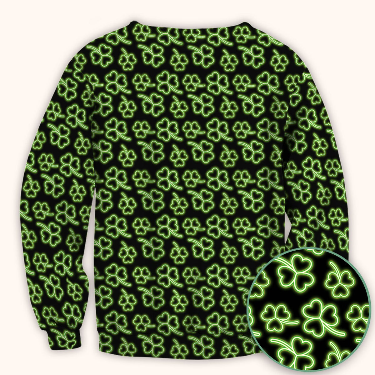 Neon Shamrock Nurse Scrub Top, St. Patrick’s Day Glow Green Pattern Pattern Shirt,  Breathable Fabrics Nursing Uniform