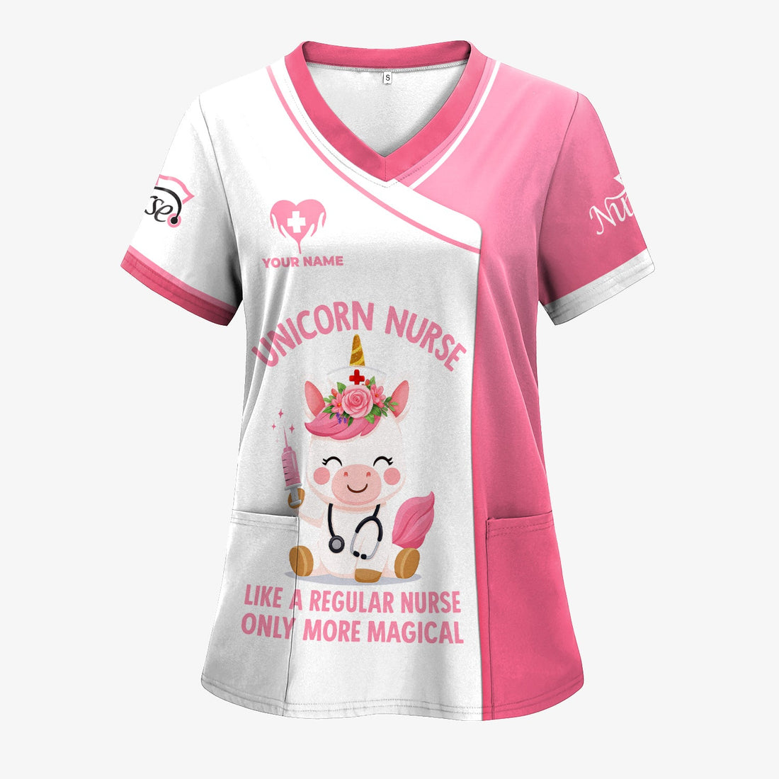 Personalized Magical Unicorn Nurse Scrub Top