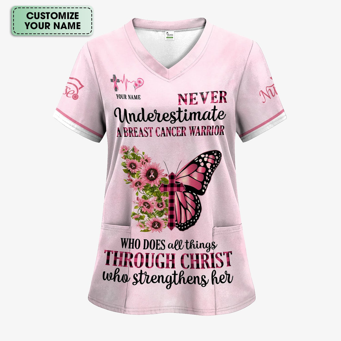 Personalized Hope For A Cure Nurse Scrub Top