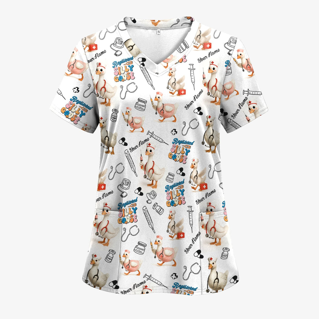 Personalized Silly Goose Nurse Scrub Top